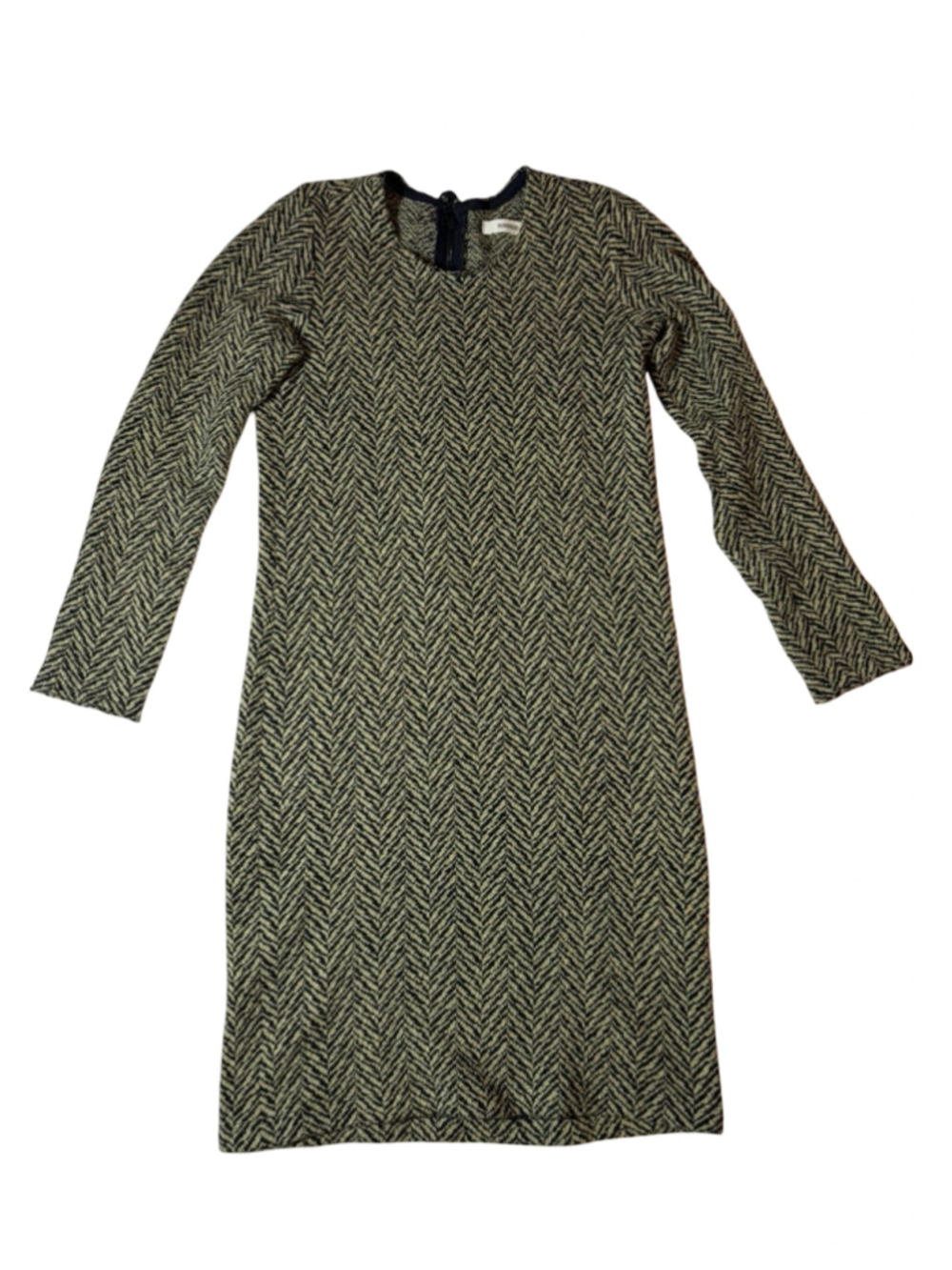 Humanoid Sita Dress S Italian Wool Cotton Herringbone Midi Shift Minimalist